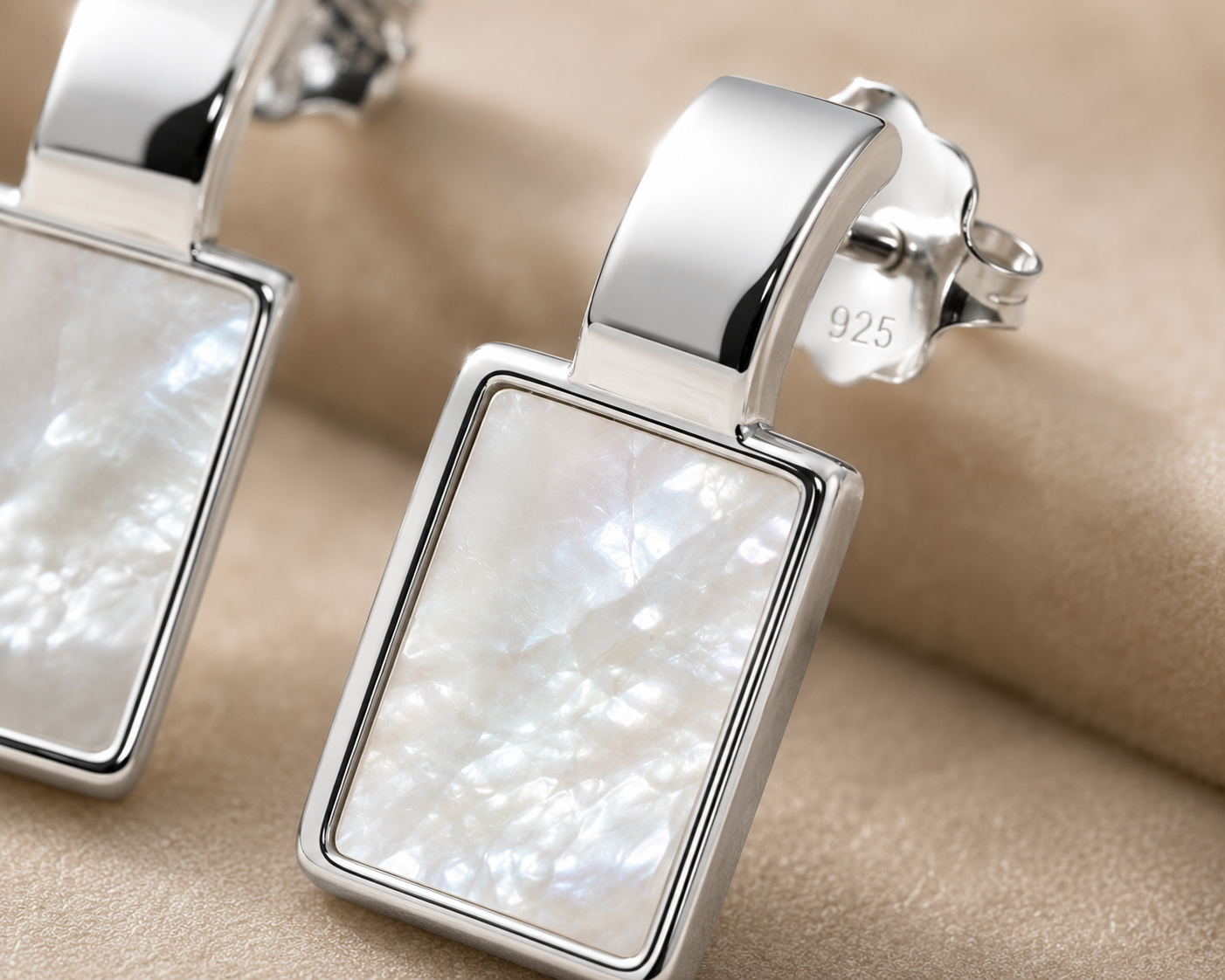 Lustrous Shell Bar Earrings | 925 Silver