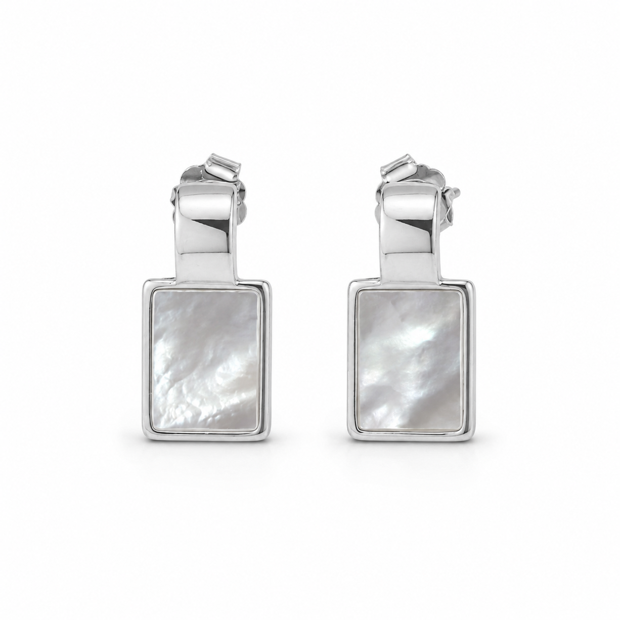 Lustrous Shell Bar Earrings | 925 Silver