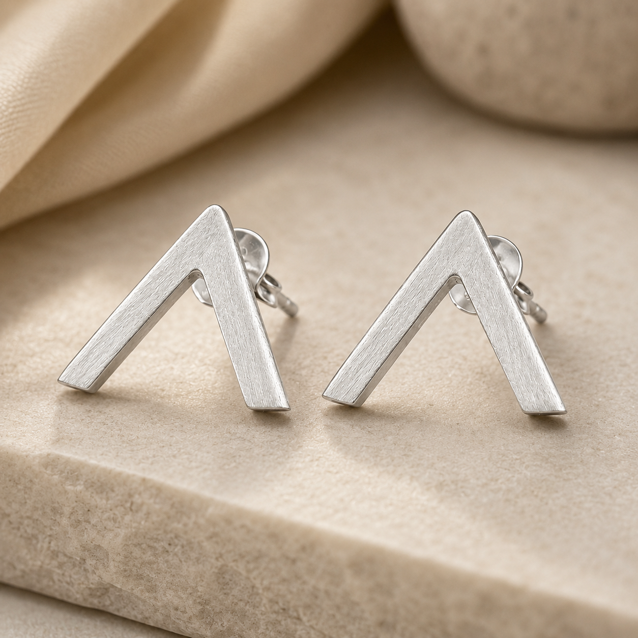 Mini V Line Earrings | 925 Silver