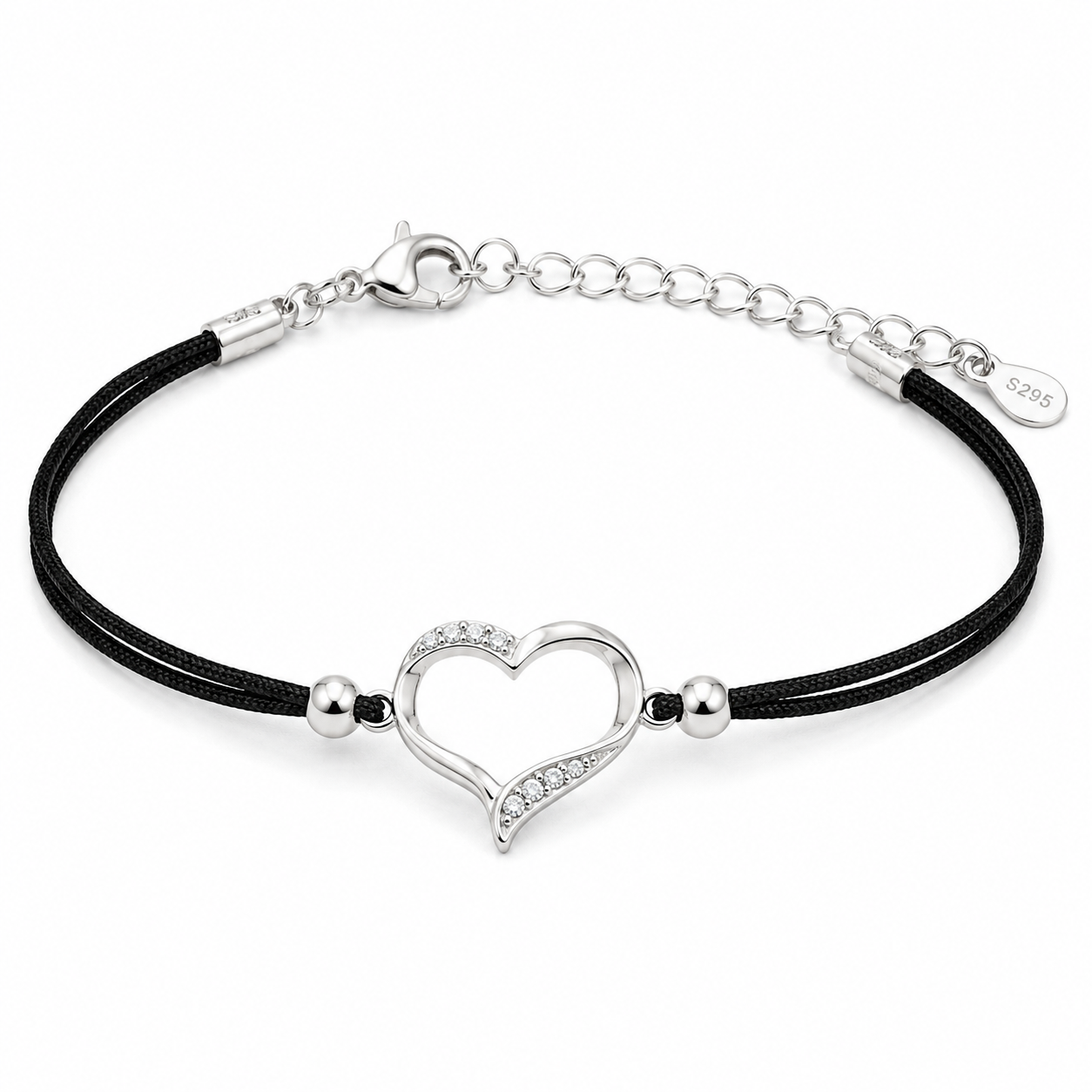 Minimal Heart Cord Bracelet | 925 Silver