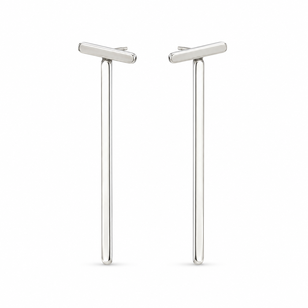 Minimal Silver Bar Drop Earrings | 925 Silver