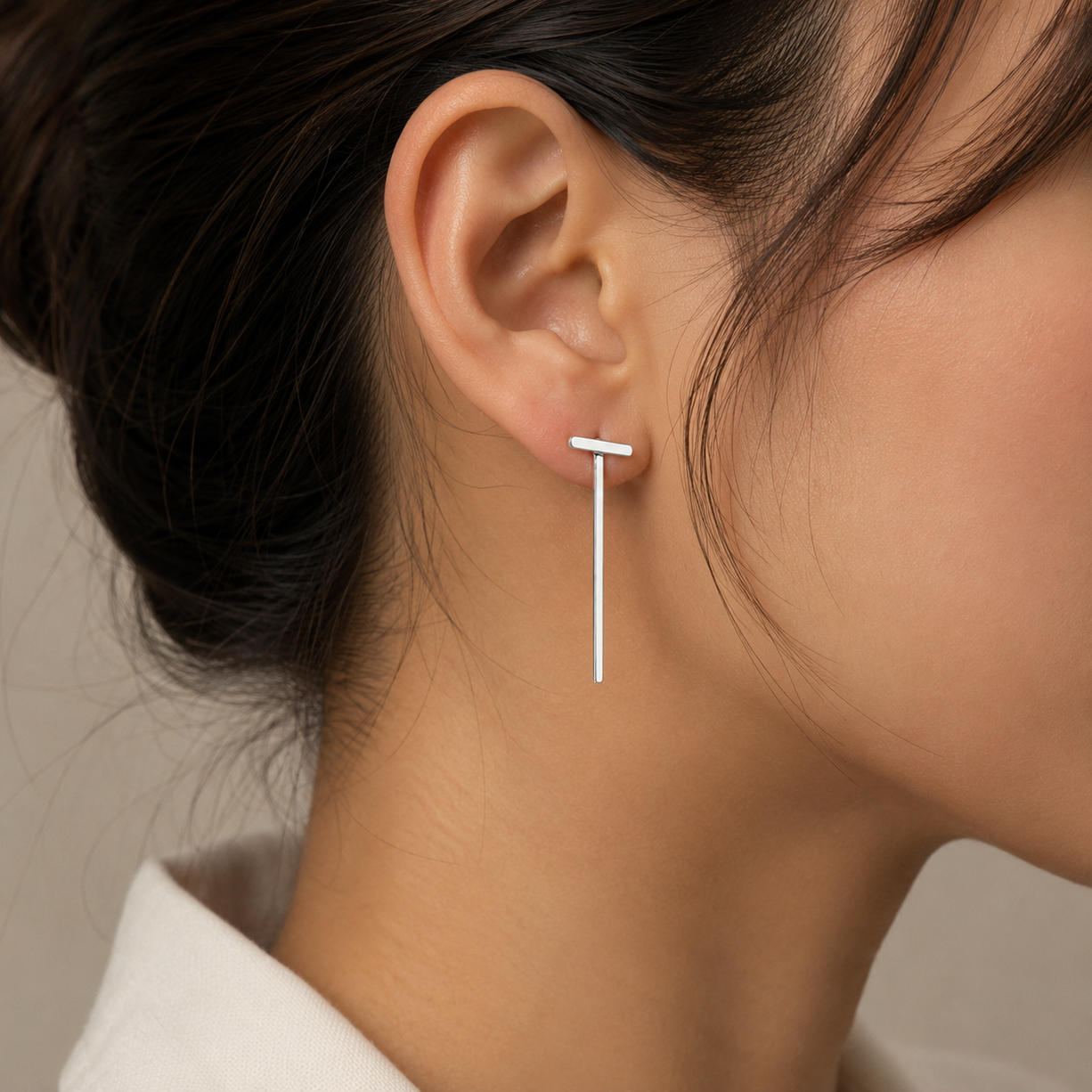 Minimal Silver Bar Drop Earrings | 925 Silver