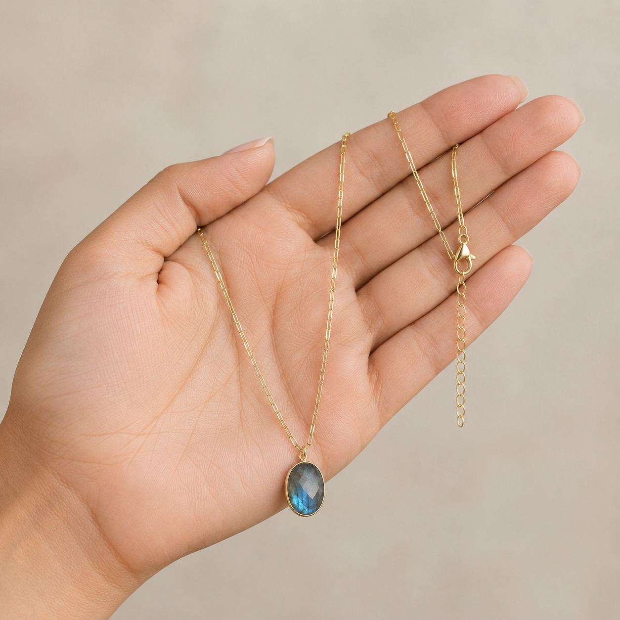 Moonlit Aura Oval Pendant | 925 Silver