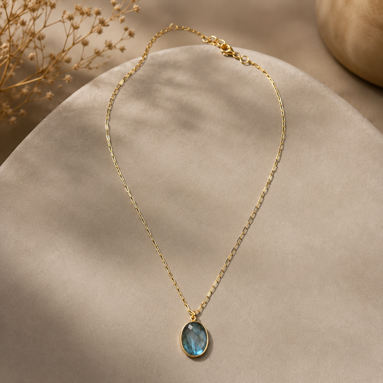 Moonlit Aura Oval Pendant | 925 Silver