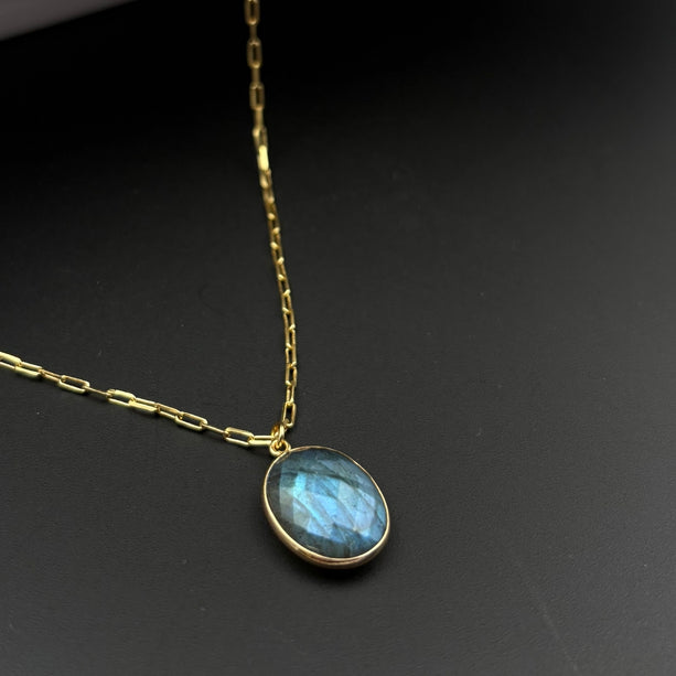 Moonlit Aura Oval Pendant | 925 Silver