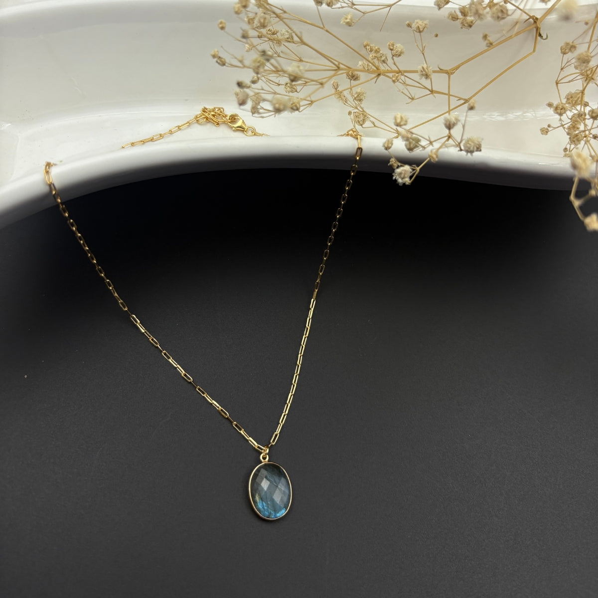 Moonlit Aura Oval Pendant | 925 Silver