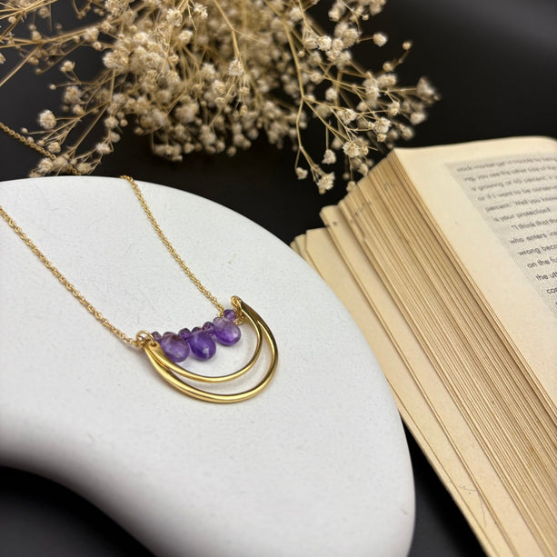 Amethyst Arc Drop Pendant | 925 Silver