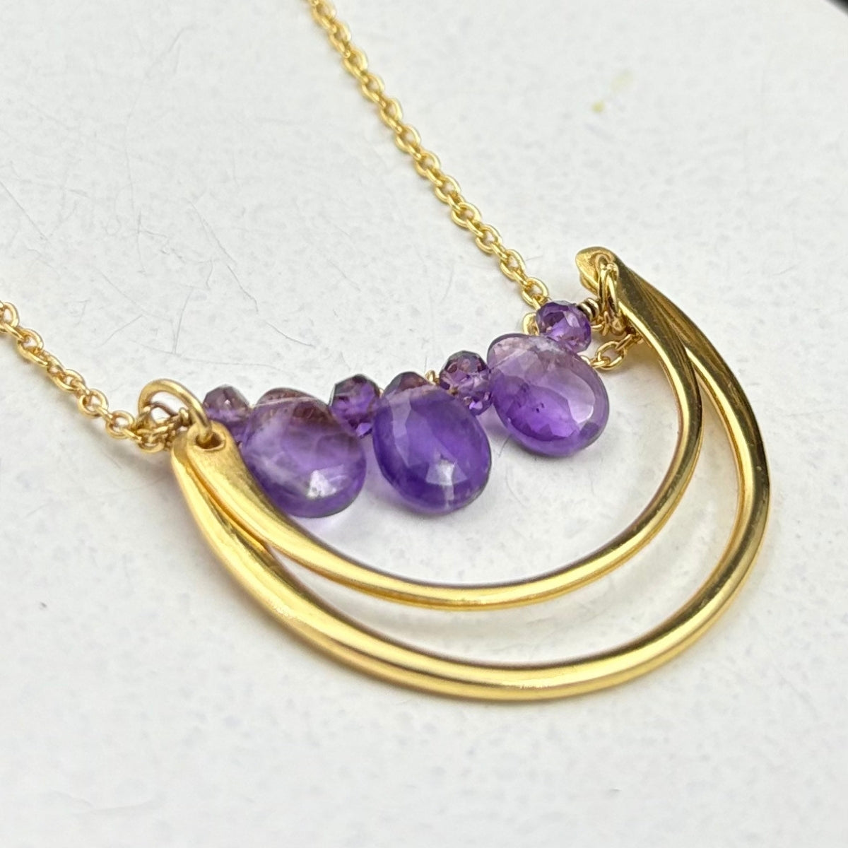 Amethyst Arc Drop Pendant | 925 Silver