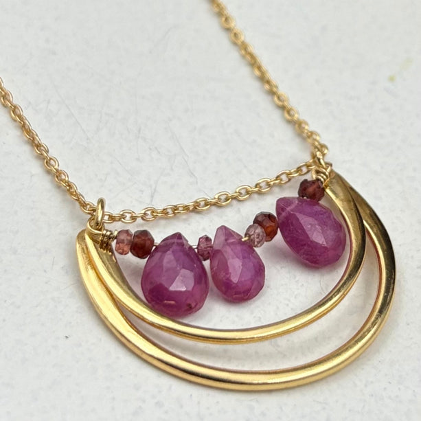Amethyst Arc Pink Drop Pendant | 925 Silver