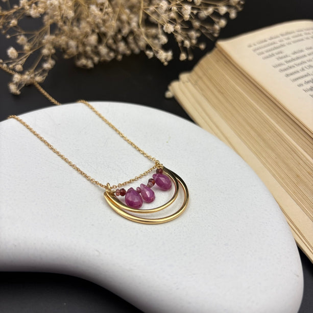 Amethyst Arc Pink Drop Pendant | 925 Silver