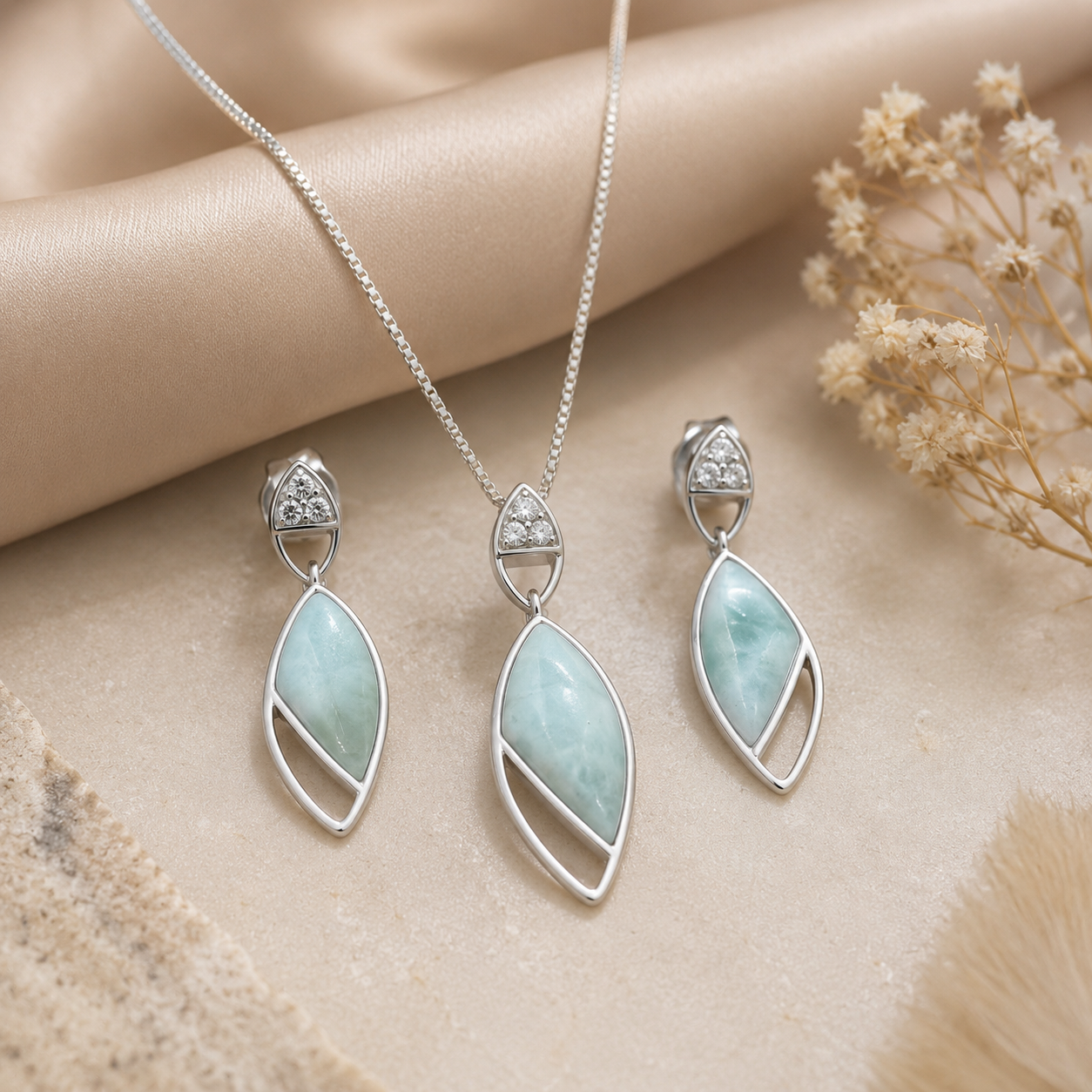 Ocean Mist Larimar Set | 925 Silver