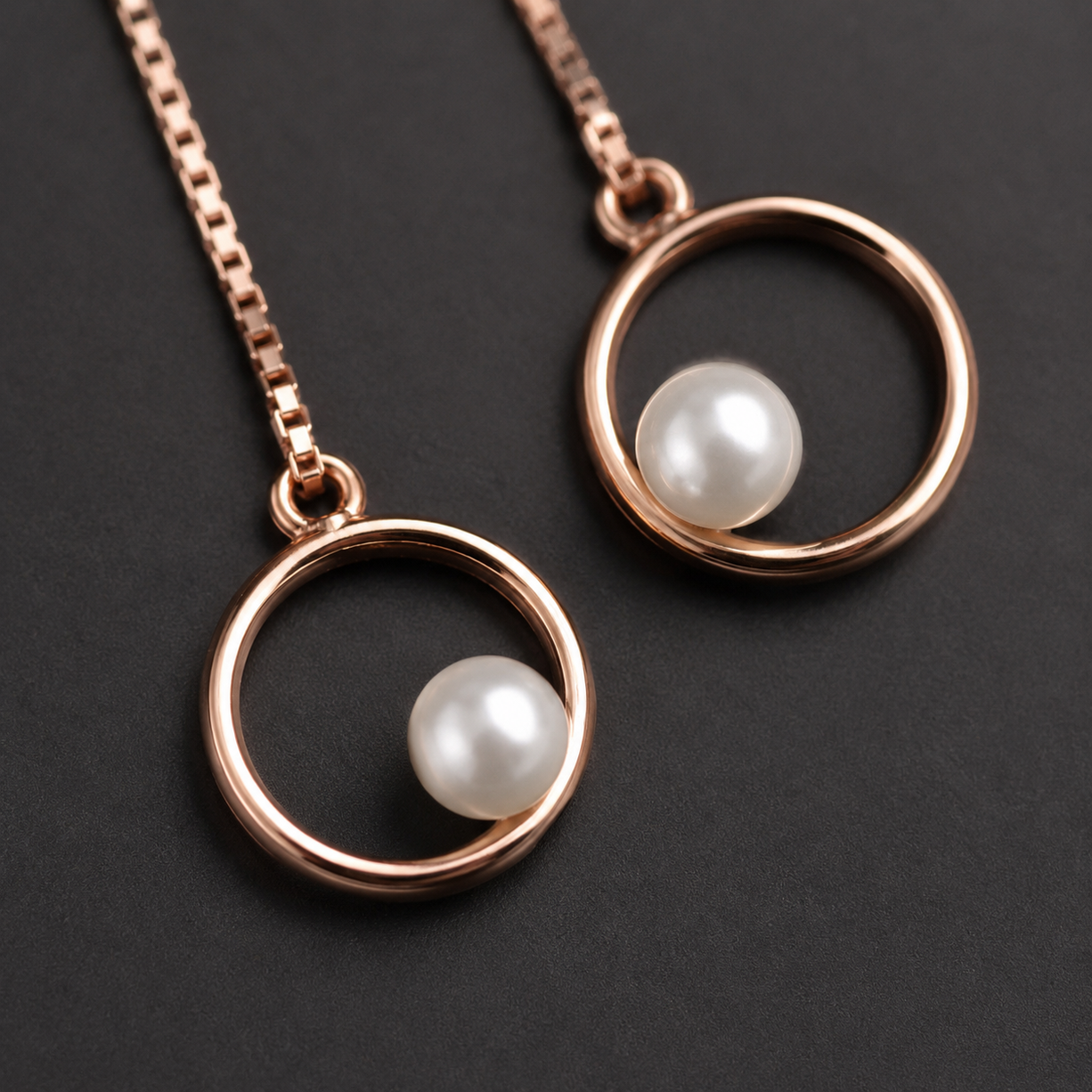 Pearl Orbit Threader Earrings | 925 Silver