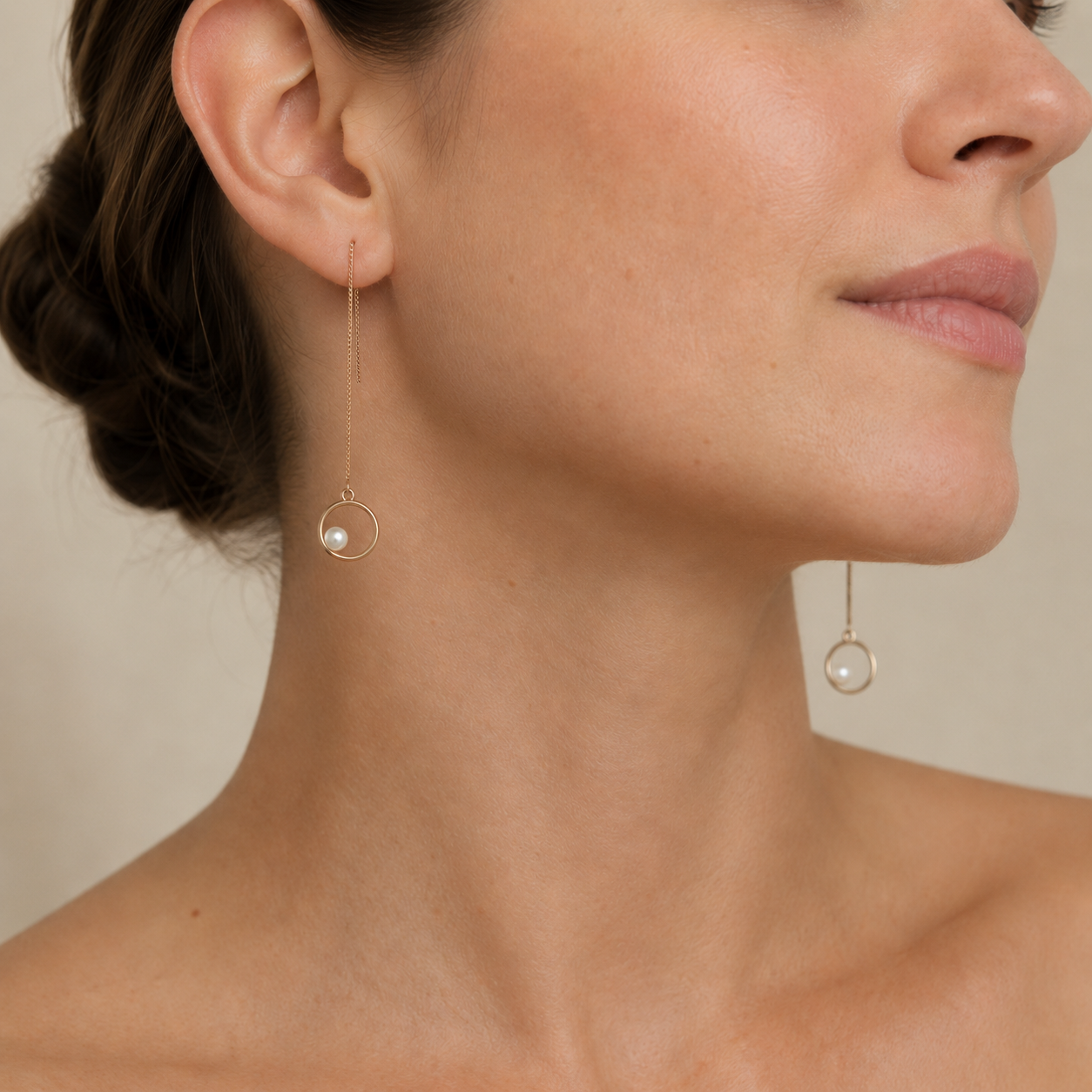 Pearl Orbit Threader Earrings | 925 Silver