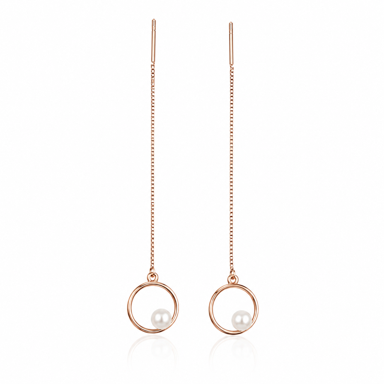 Pearl Orbit Threader Earrings | 925 Silver