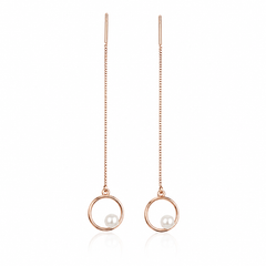 Pearl Orbit Threader Earrings | 925 Silver