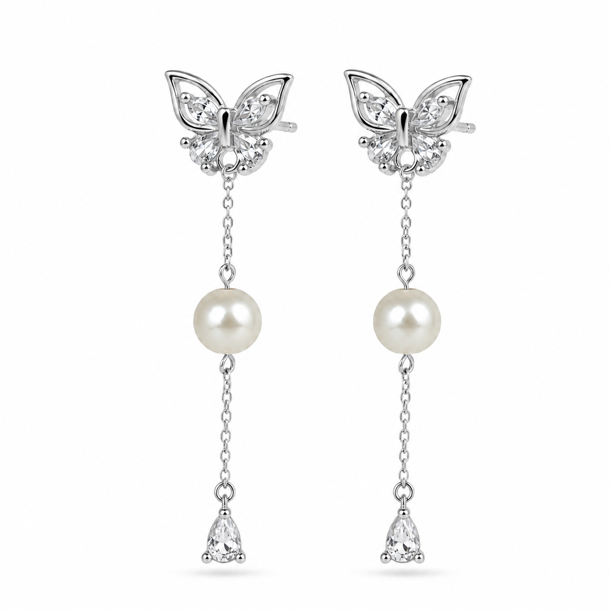 Pearl Whisper Silver Drop Earrings | 925 Silver