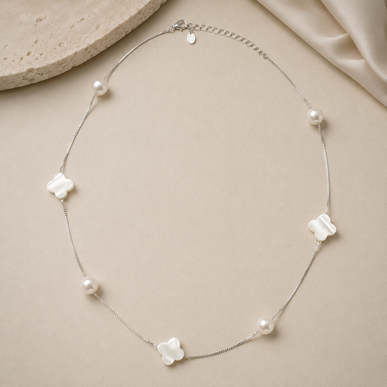 Pearldust Drift Stone Charm Necklace | 925 Silver