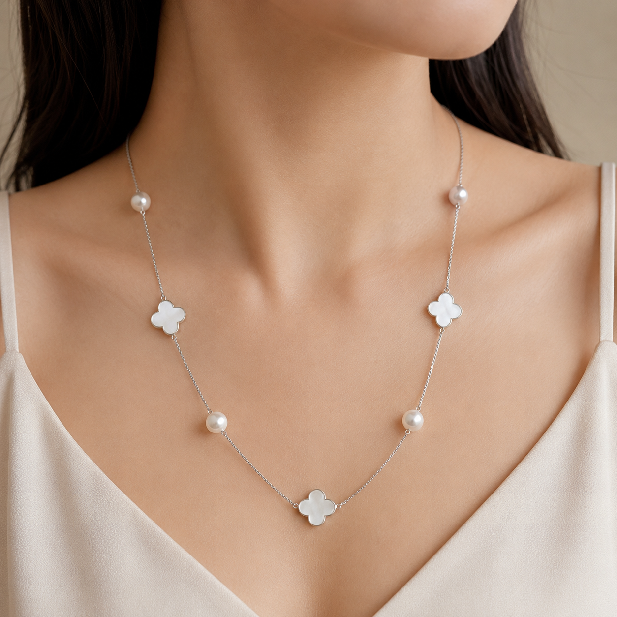 Pearldust Drift Stone Charm Necklace | 925 Silver