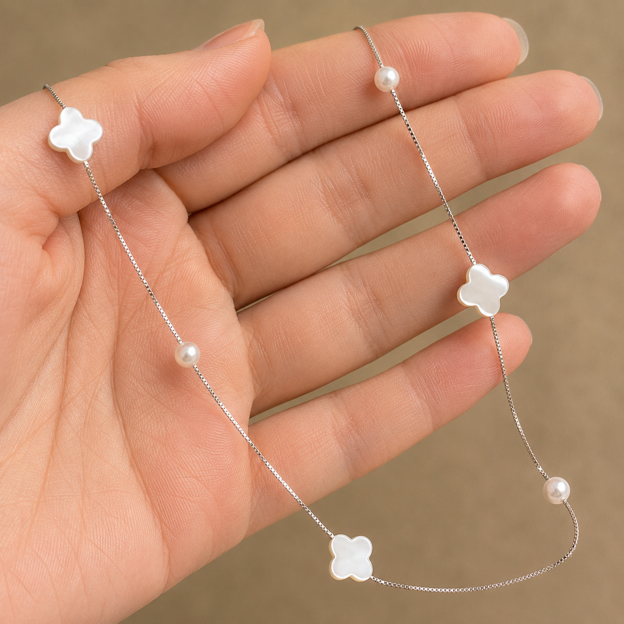 Pearldust Drift Stone Charm Necklace | 925 Silver