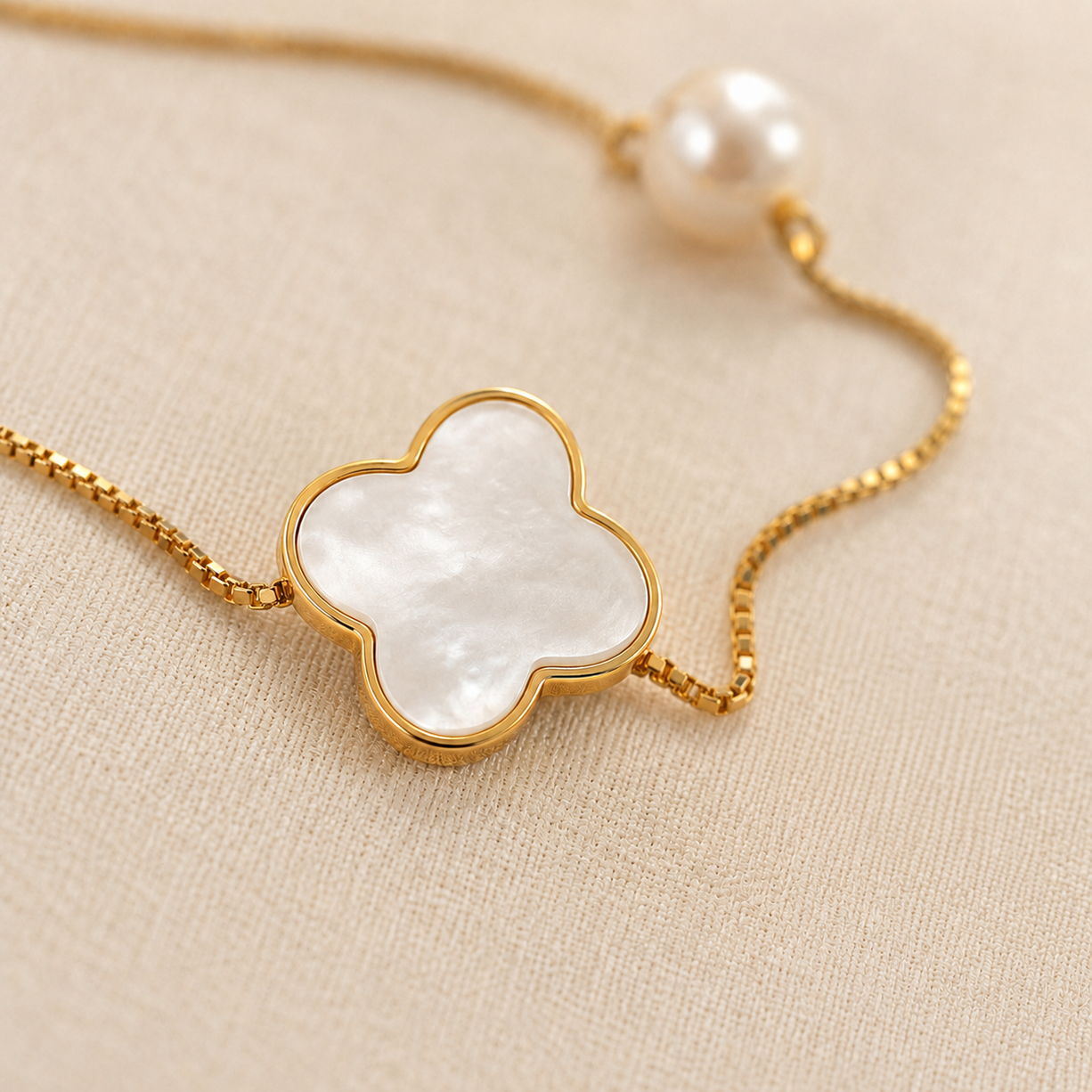 Pearldust Drift Stone Gold Charm Necklace | 925 Silver