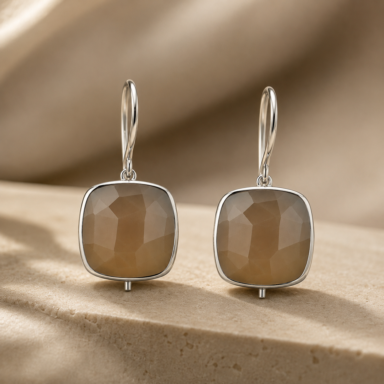 Pech Stone Cushion Drop Earrings | 925 Silver