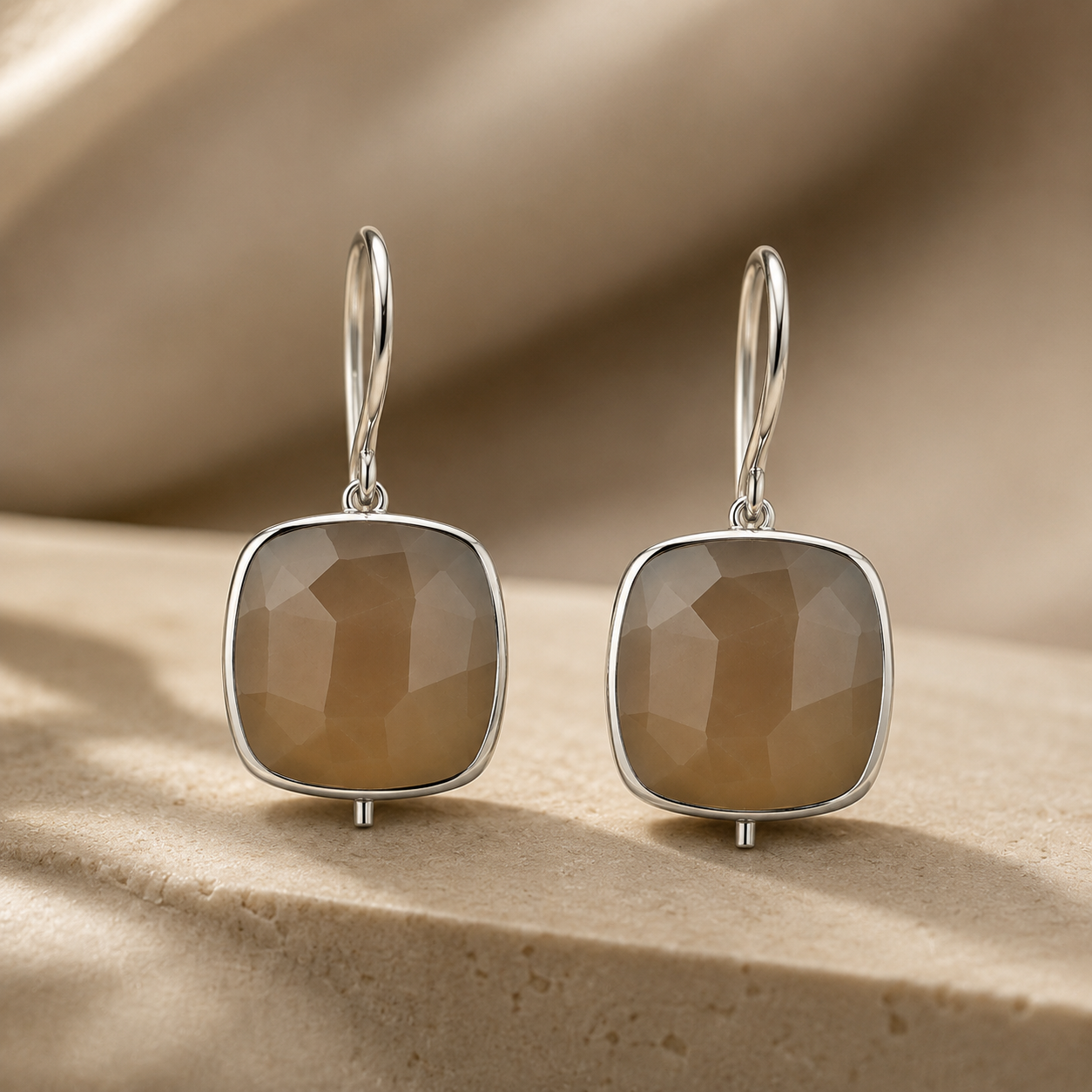 Pech Stone Cushion Drop Earrings | 925 Silver
