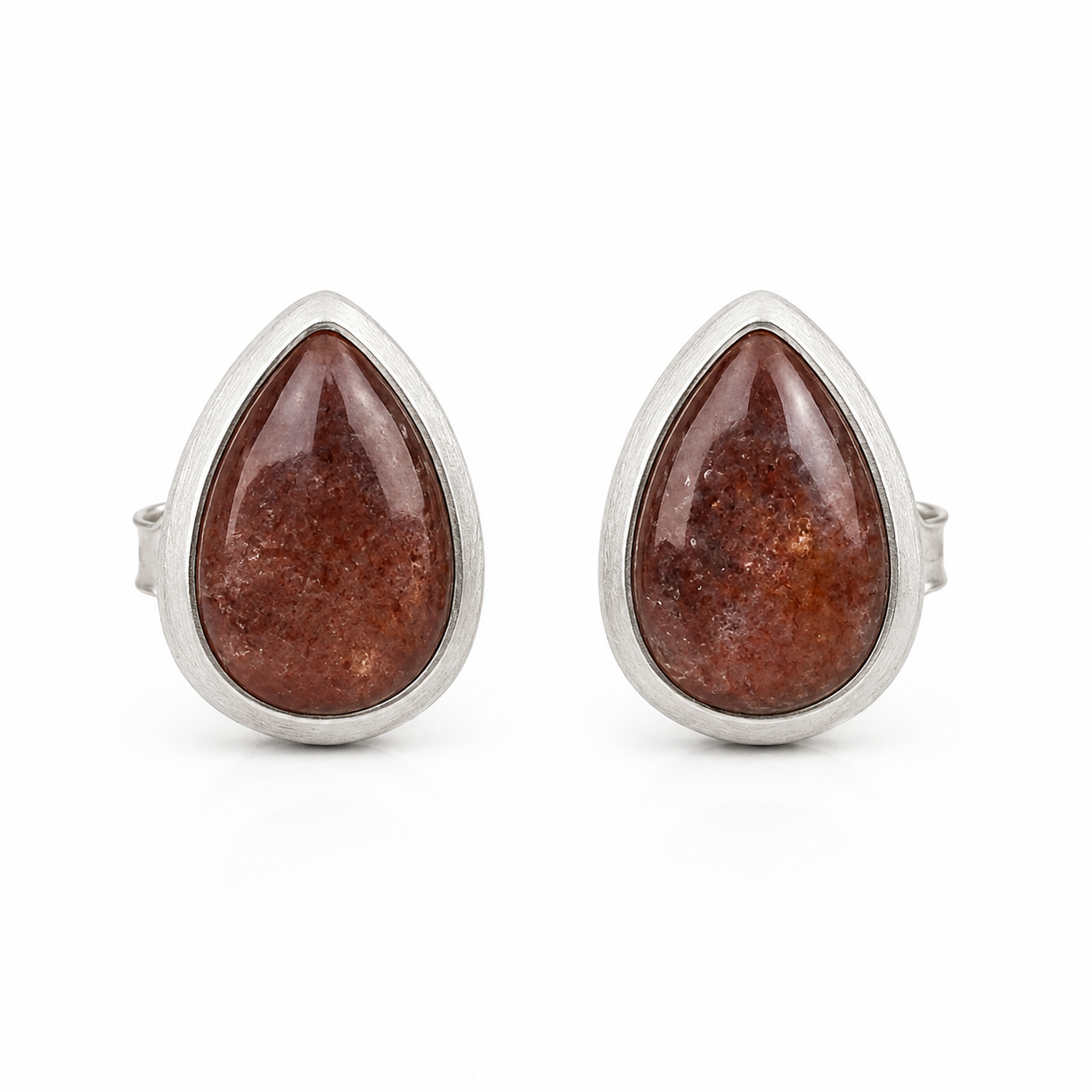 Pink STRAWBERRY Teardrop Stone Stud Earrings | 925 Silver
