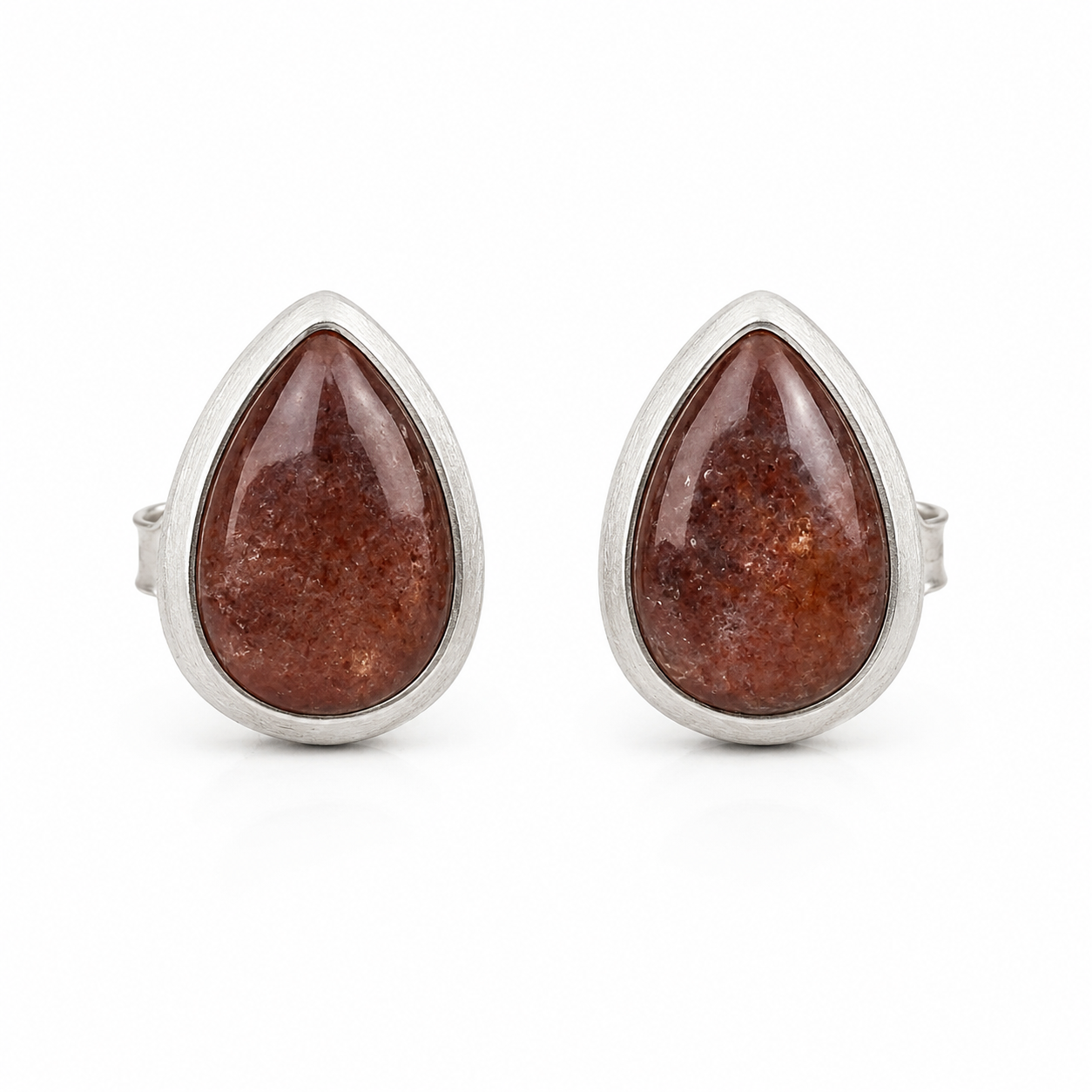 Pink STRAWBERRY Teardrop Stone Stud Earrings | 925 Silver