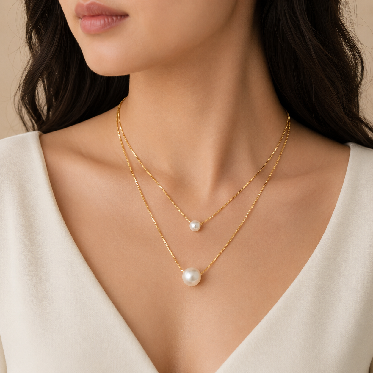 Rosé Duo Pearl Necklace | 925 Silver