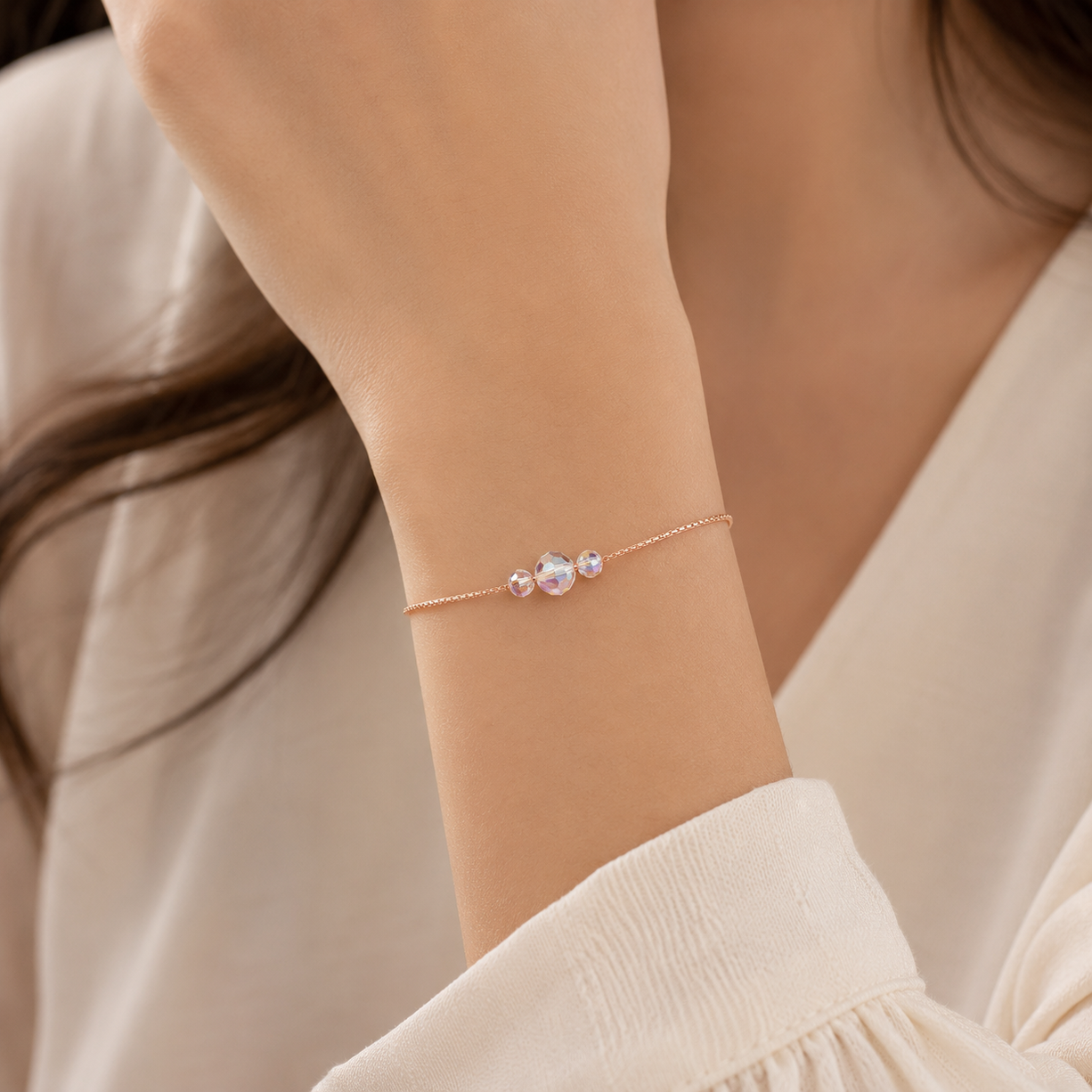 Rosé Glow Crystal Bracelet | 925 Silver