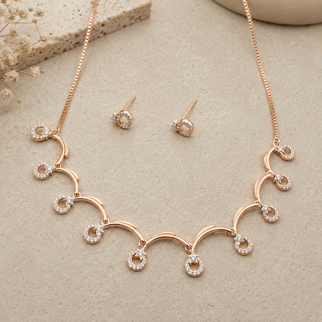 Rose Gold Swirl Necklace | 925 Silver