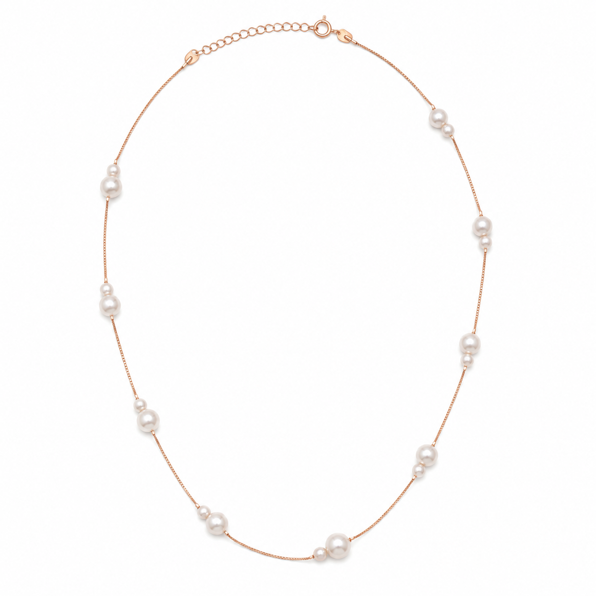 Rosé Line Delicate Pearl Necklace | 925 Silver