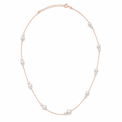 Rosé Line Delicate Pearl Necklace | 925 Silver