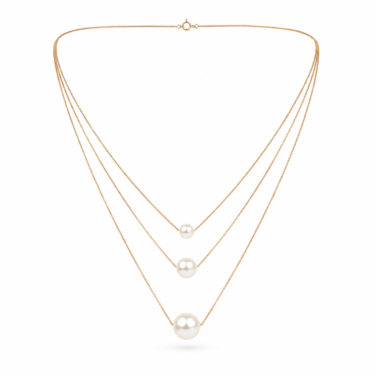 Rosé Trio Pearl Necklace | 925 Silver