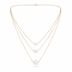 Rosé Trio Pearl Necklace | 925 Silver