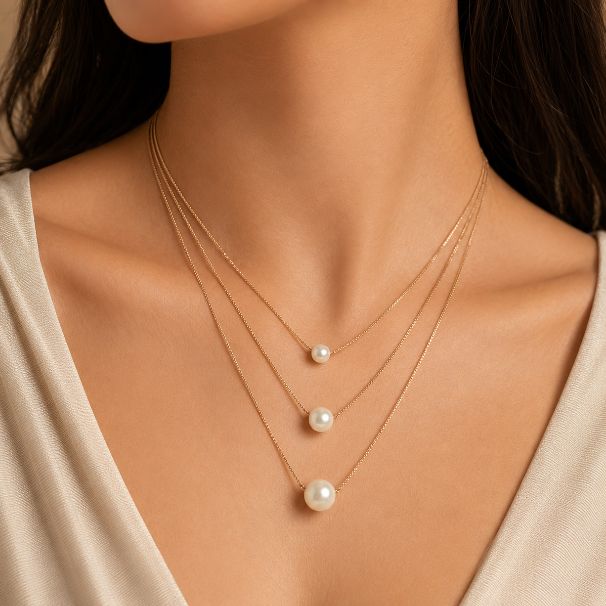 Rosé Trio Pearl Necklace | 925 Silver