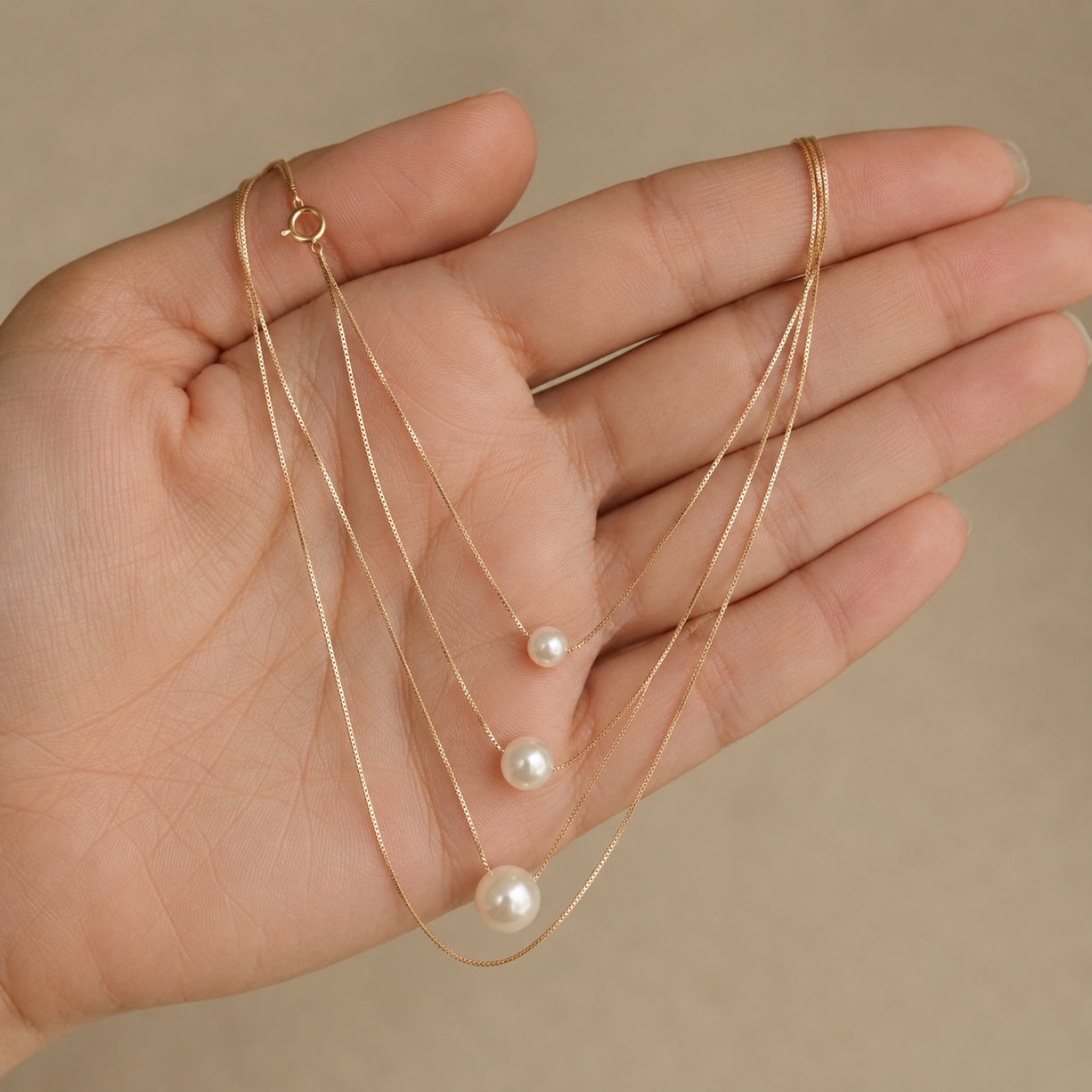 Rosé Trio Pearl Necklace | 925 Silver