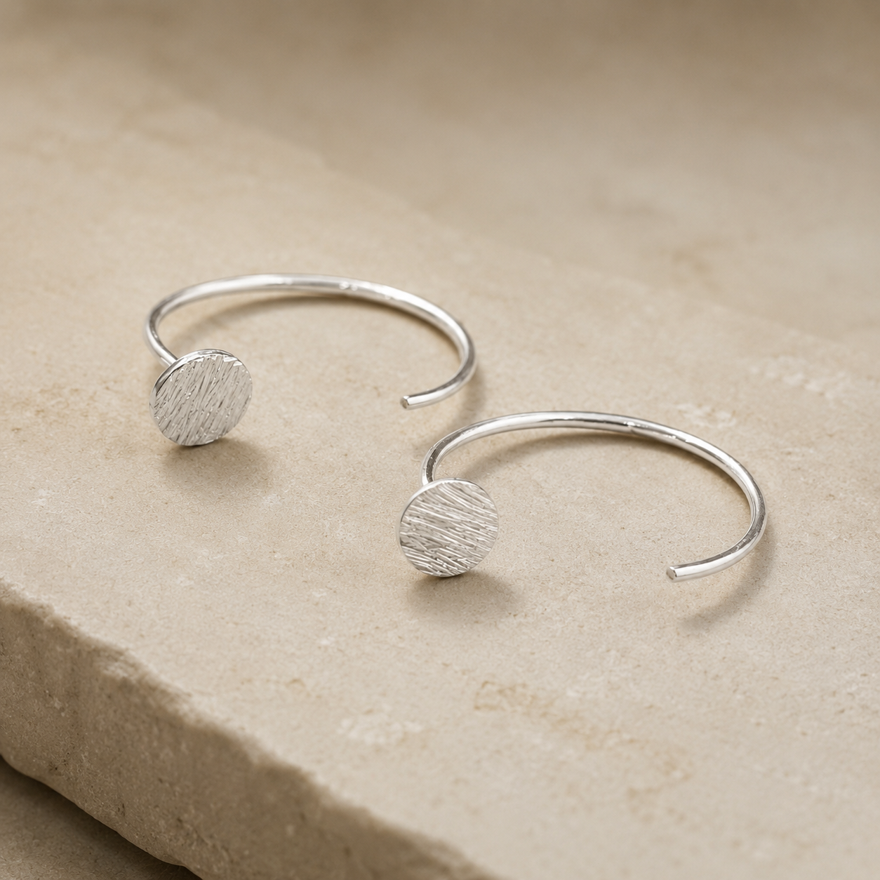 Silver Disc Mini Hoop Earrings | 925 Silver