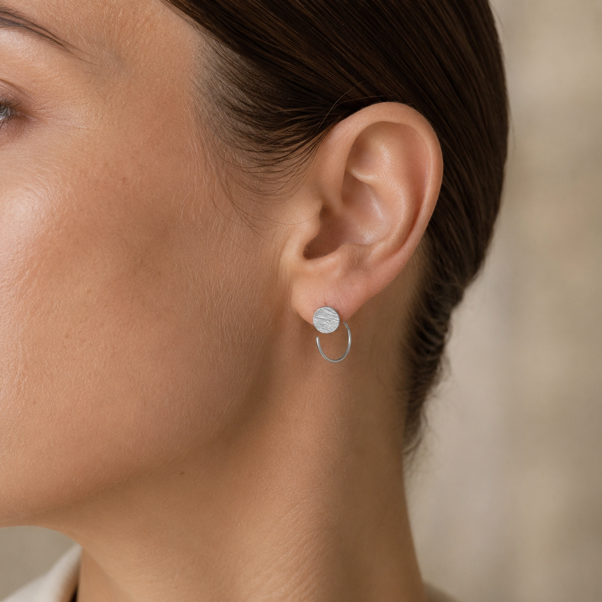 Silver Disc Mini Hoop Earrings | 925 Silver