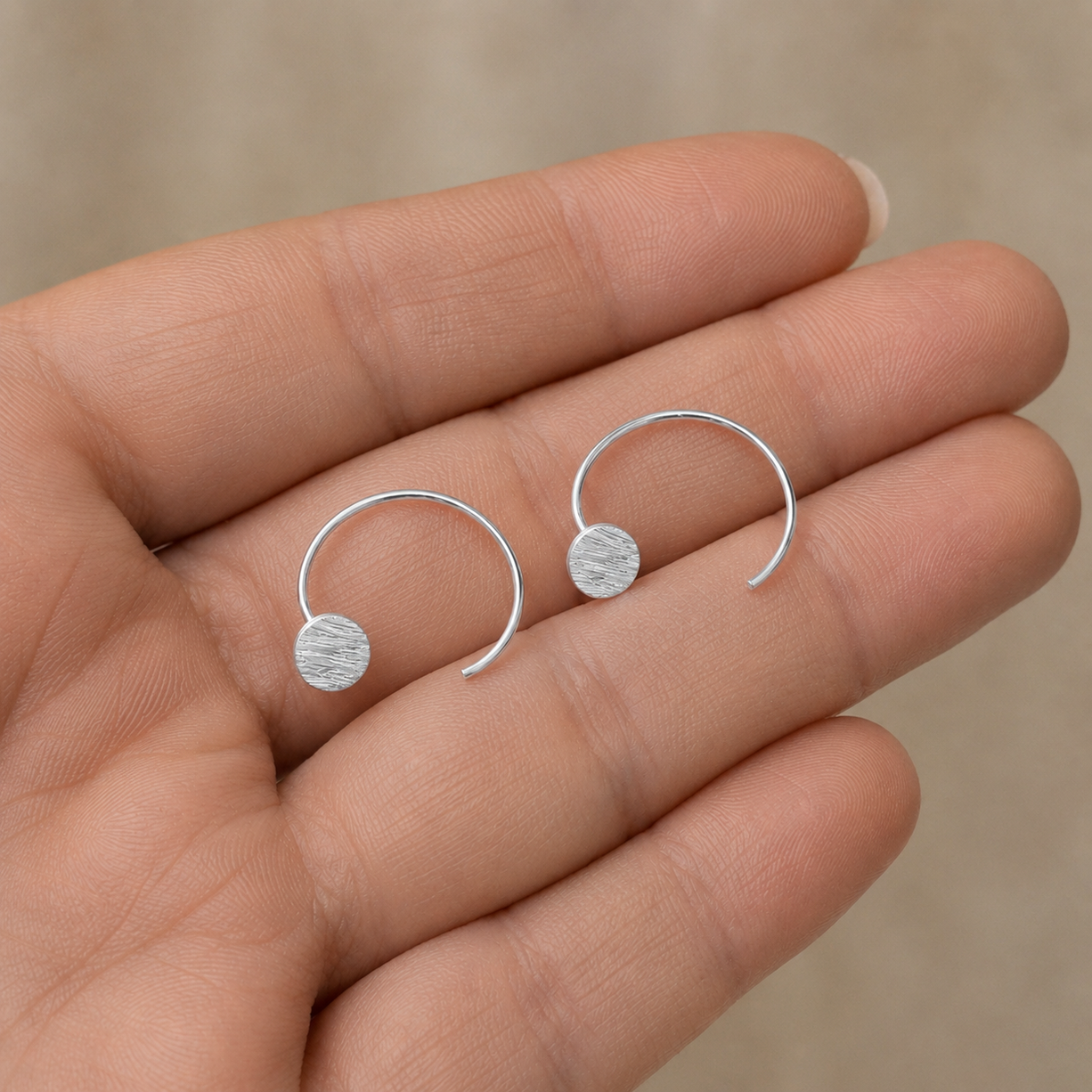 Silver Disc Mini Hoop Earrings | 925 Silver