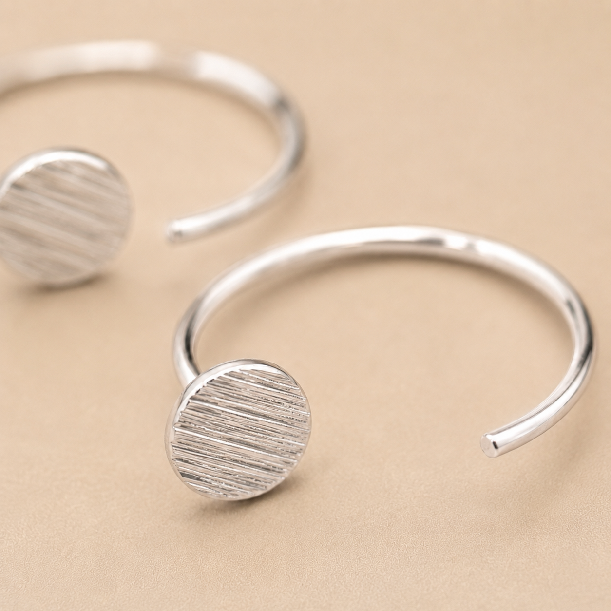 Silver Disc Mini Hoop Earrings | 925 Silver