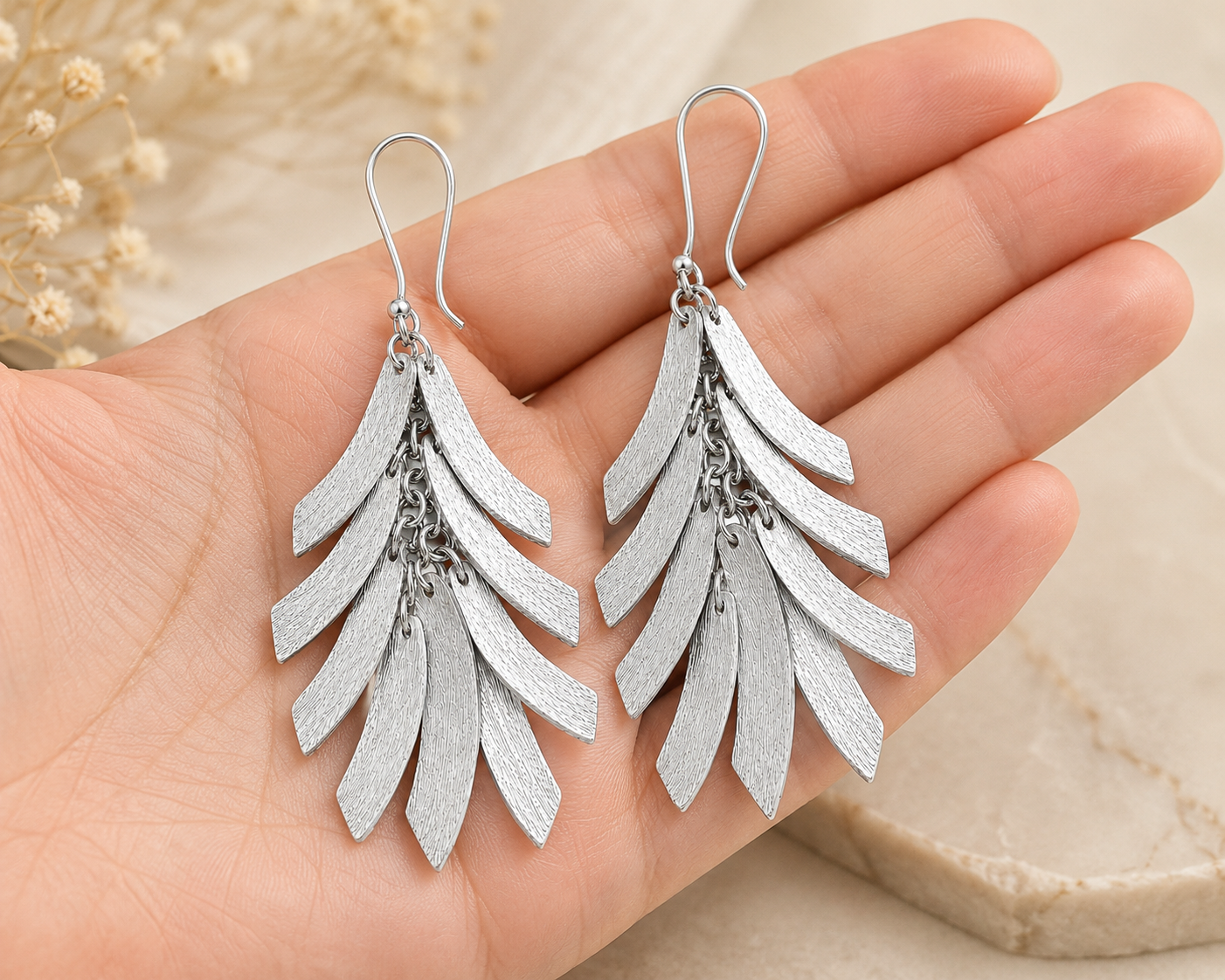 Silver Featherfall Earrings | 925 Silver