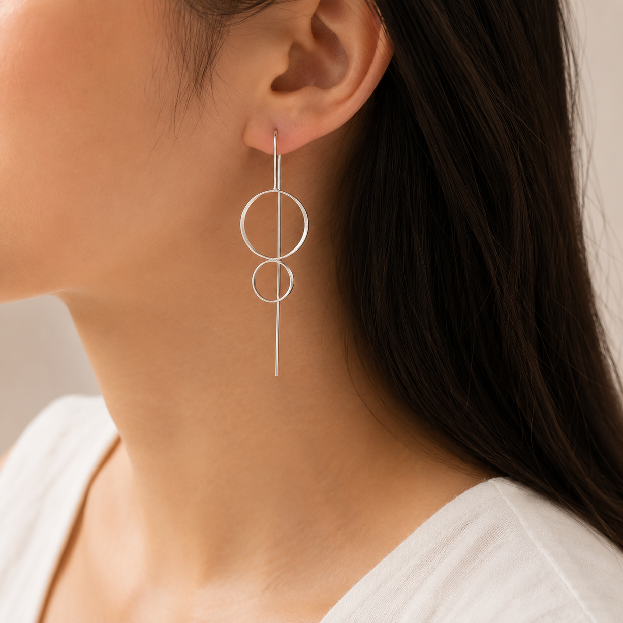 Silver Geo Threader Earrings | 925 Silver