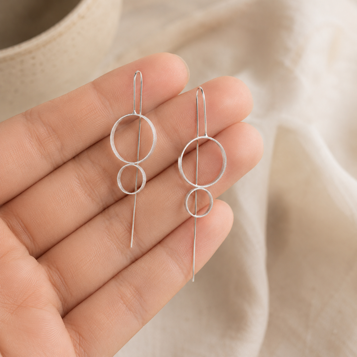 Silver Geo Threader Earrings | 925 Silver