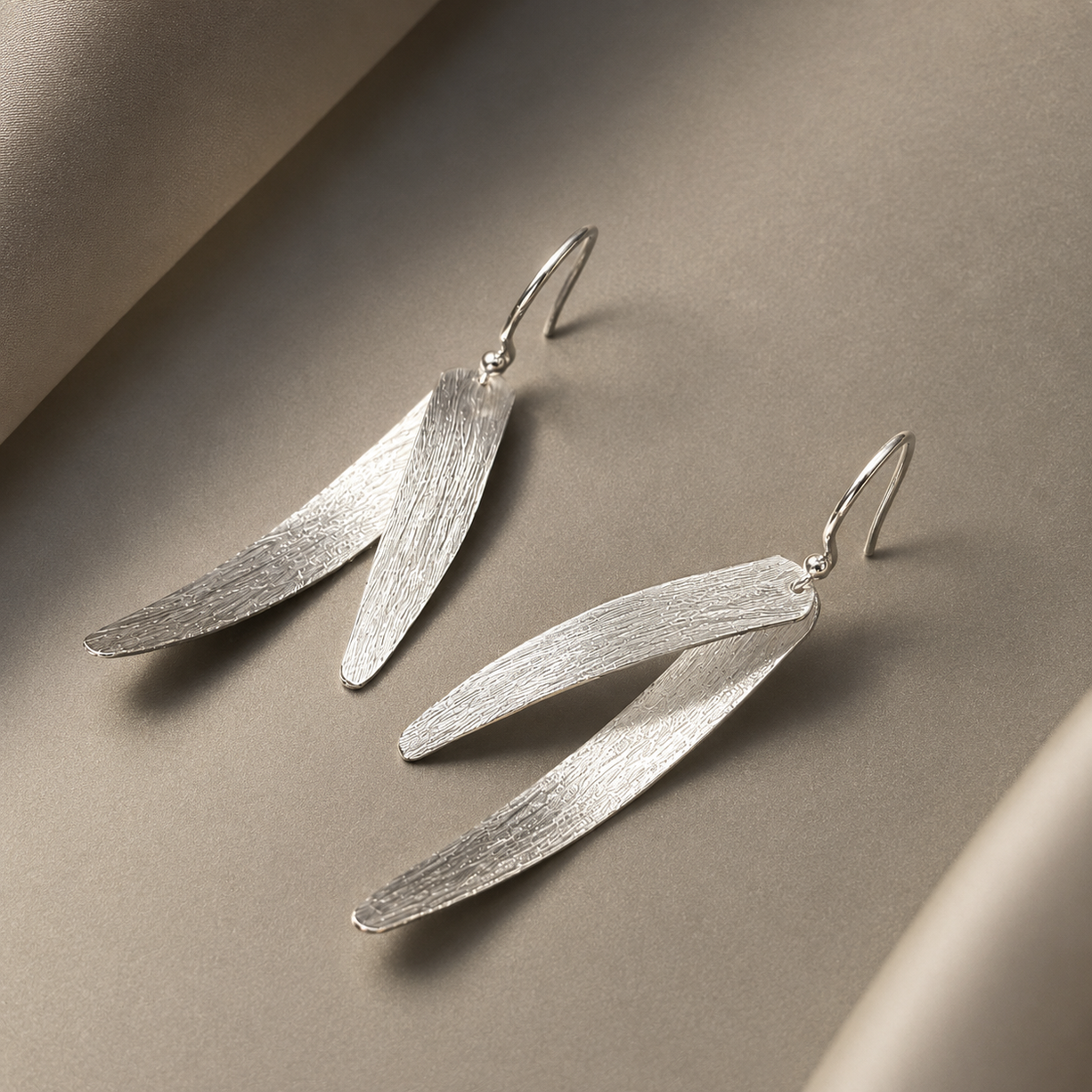 Silver Leaf Drop Earrings | 925 Silver