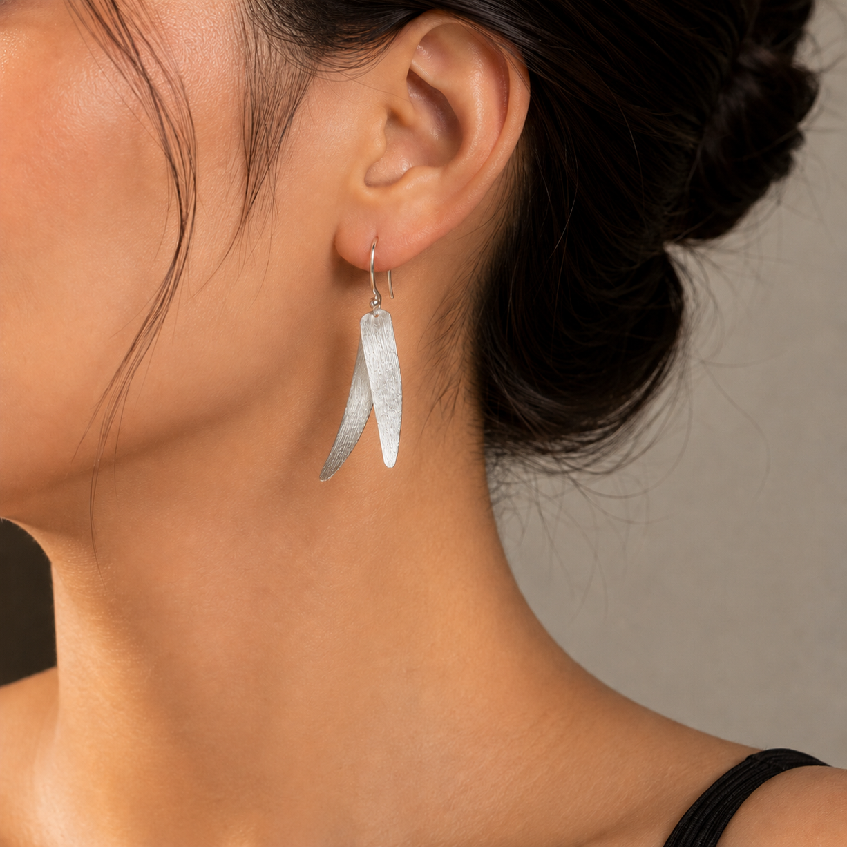 Silver Leaf Drop Earrings | 925 Silver