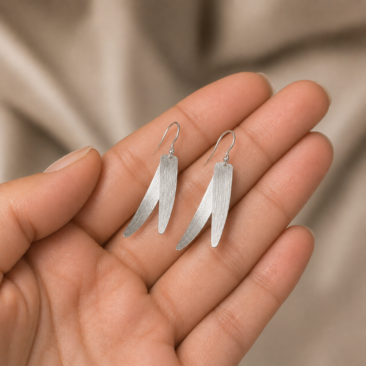 Silver Leaf Drop Earrings | 925 Silver