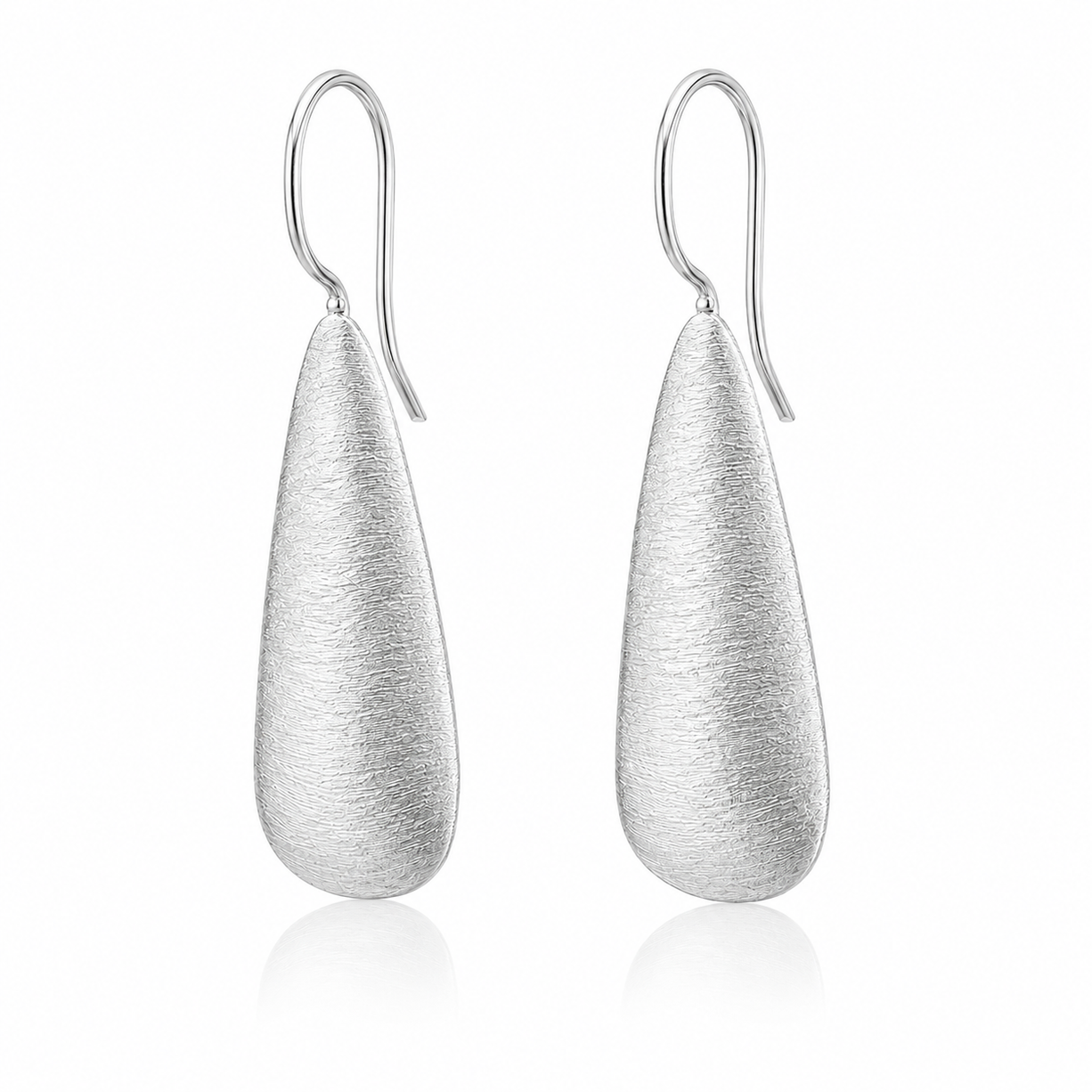 Silver Matte Teardrop Earrings | 925 Silver