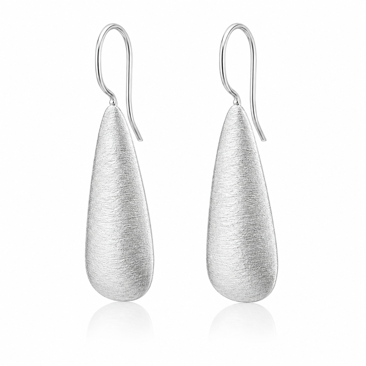 Silver Matte Teardrop Earrings | 925 Silver