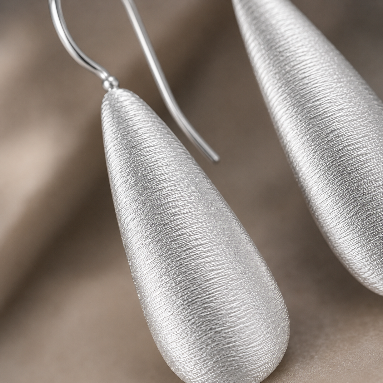Silver Matte Teardrop Earrings | 925 Silver